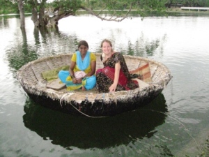 Sunita and me in the coracle.