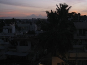 Sunset over Amruthahalli, Bangalore suburb.